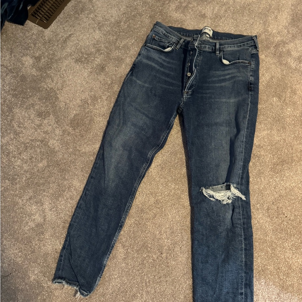 Agolde Nico High Rise Slim Denim Jeans - Shoreline - Size 31